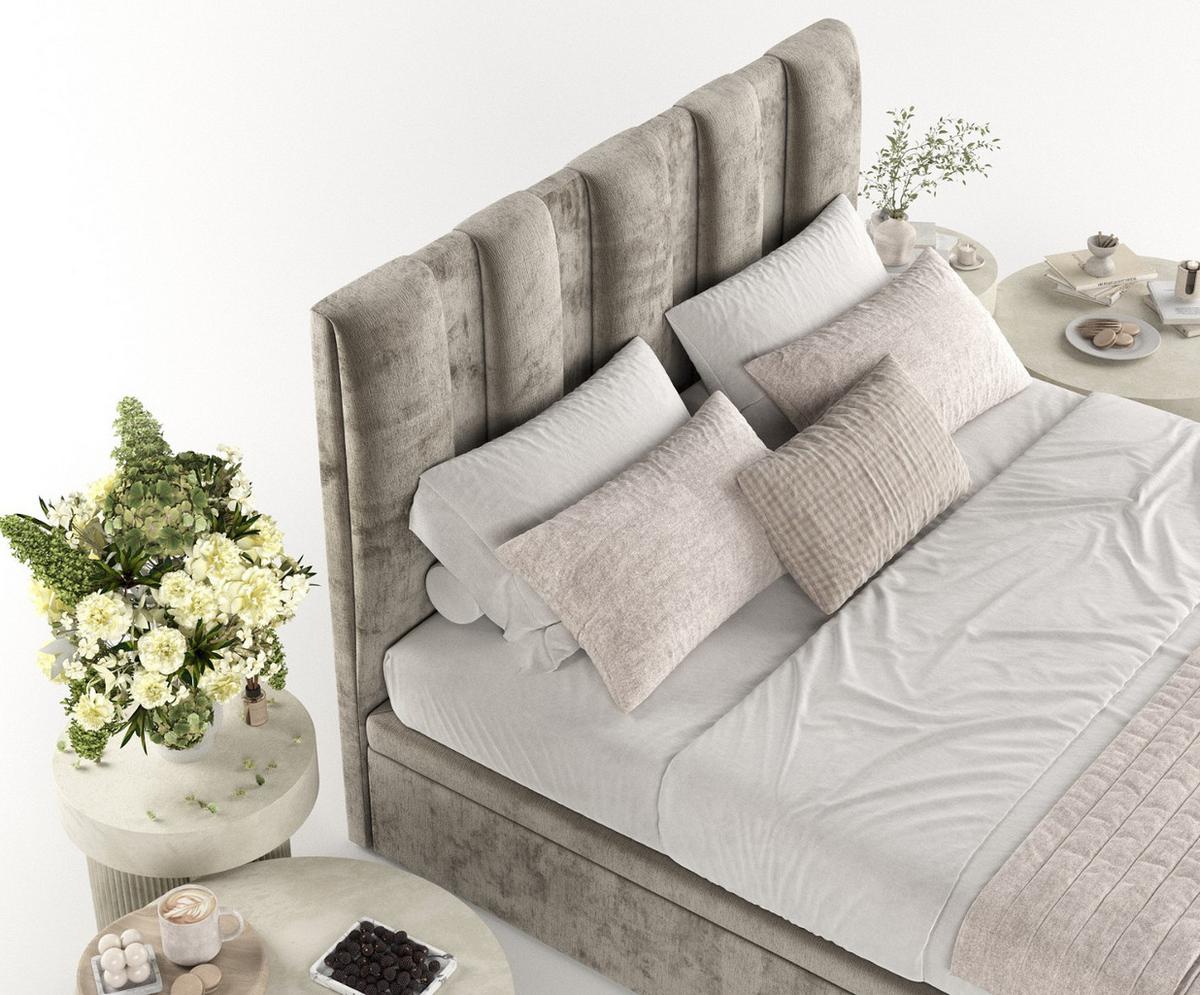 POLSTERBETT Orta mit Stauraum 120/200 cm Beige im Lotta Stoff - Beige/Schwarz, Holz/Holzwerkstoff (120/200cm) - AltaBeds