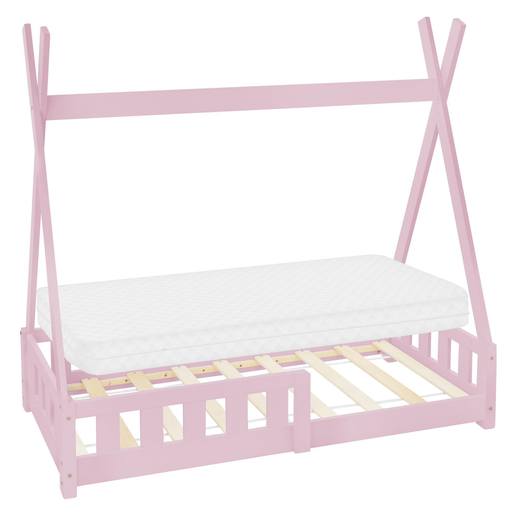 KINDERBETT Tipi mit Matratze 70x140 cm Rosa - Pink, Holz (70/140cm) - ML-DESIGN
