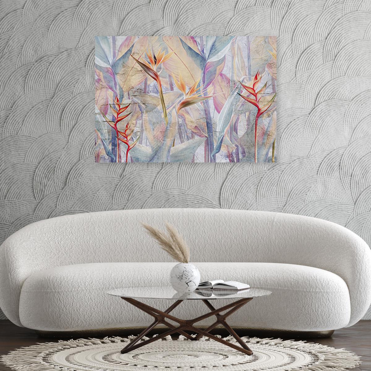 WANDBILD pastell pflanzen - Multicolor, Textil (60/40cm) - Feeby