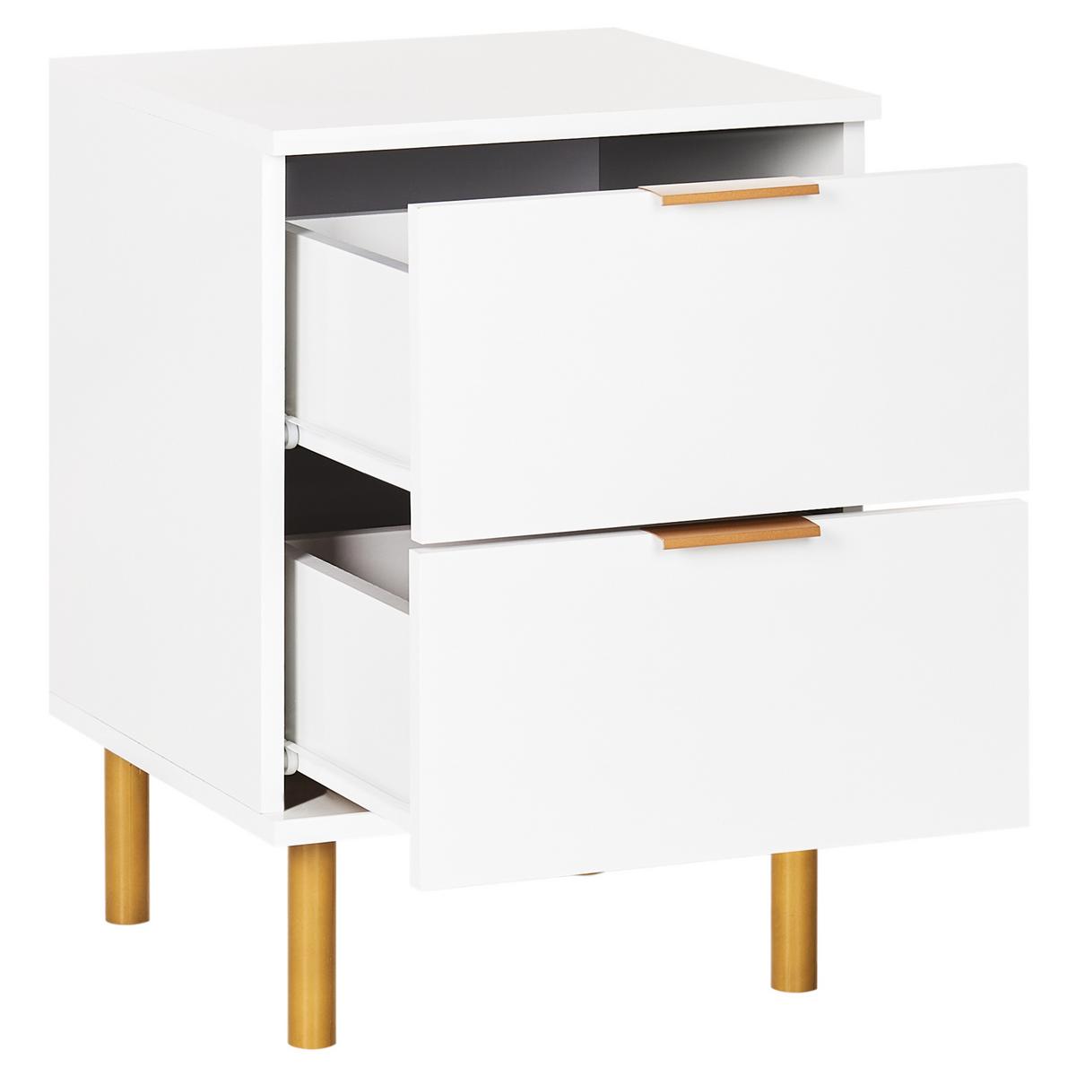 NACHTTISCH mit 2 Schubladen Weiß Walpole - Weiß, Holzwerkstoff (40/41/56cm) - Beliani