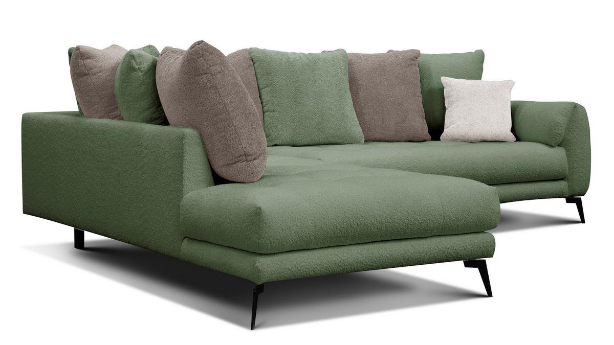 ECKSOFA CALME 5-Sitzer, olive und beige - Schwarz/Olivgrün, Holz/Textil (294/229cm) - Wozimo
