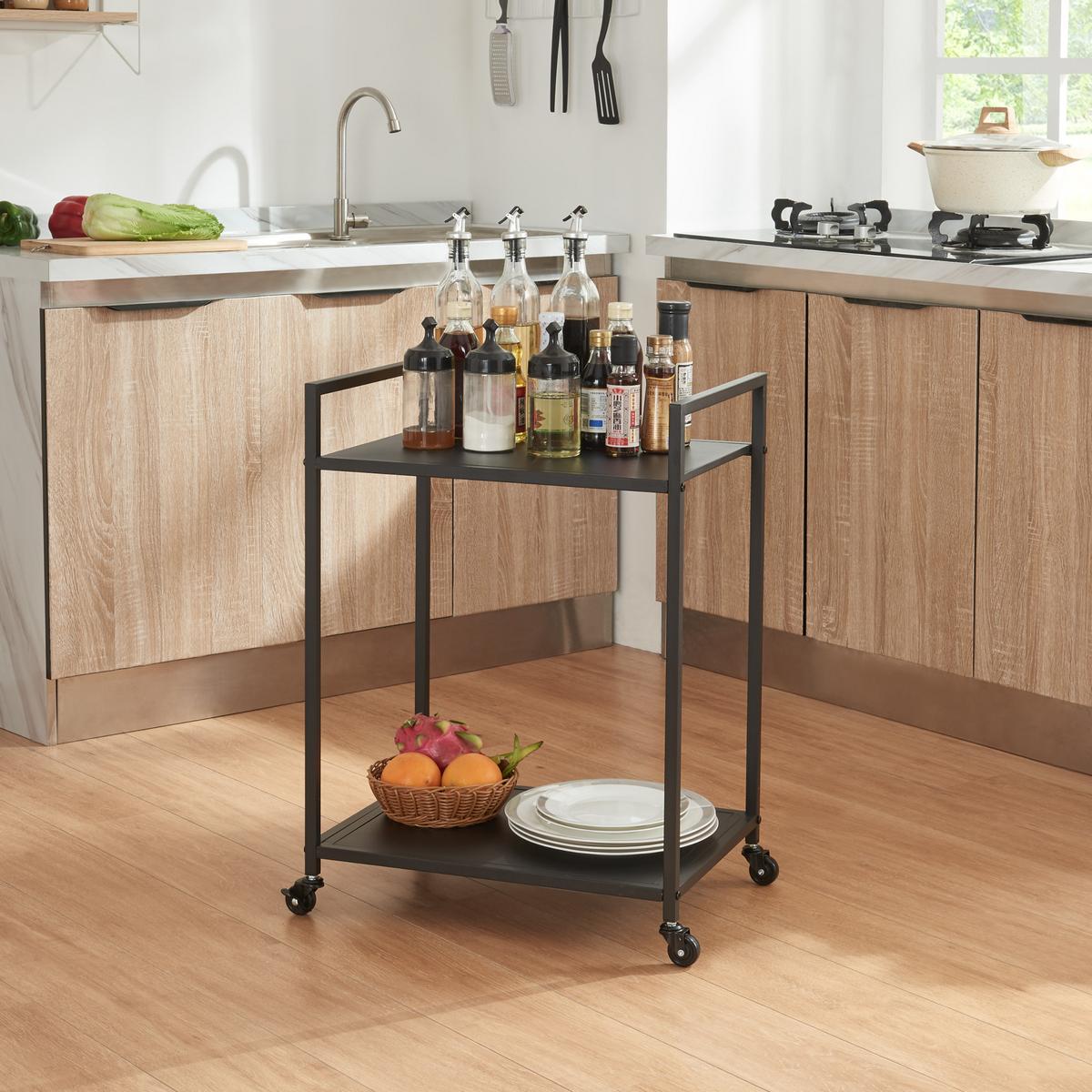 SERVIERWAGEN Lesja - Schwarz, Metall (50/68.5/36cm) - [en.casa]