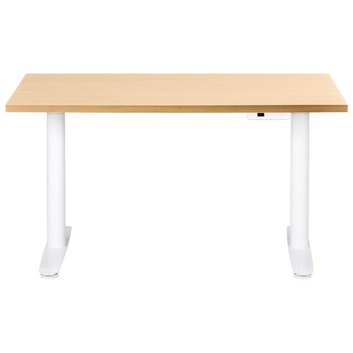 SCHREIBTISCH elektrisch höhenverstellbar 120/72 cm Hellbraun/Weiß Destinas - Hellbraun/Braun, Holzwerkstoff/Metall (72/120/67cm) - Beliani