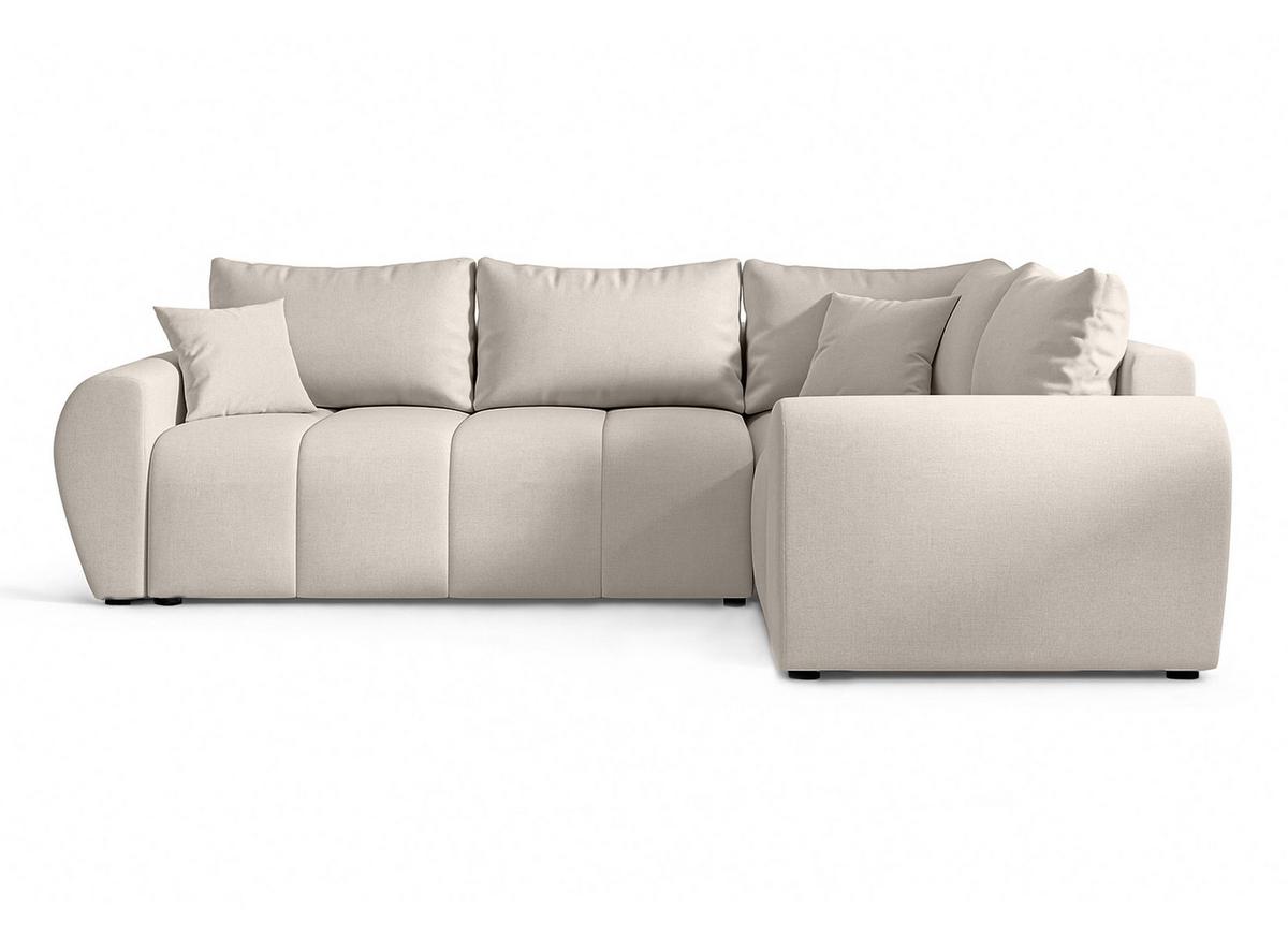 ECKSOFA L Form Malatya MAX Beige 246/145/80 cm stilvolle mit Schlaffunktion R - Beige/Schwarz, Kunststoff/Textil (235/175cm) - AX Living