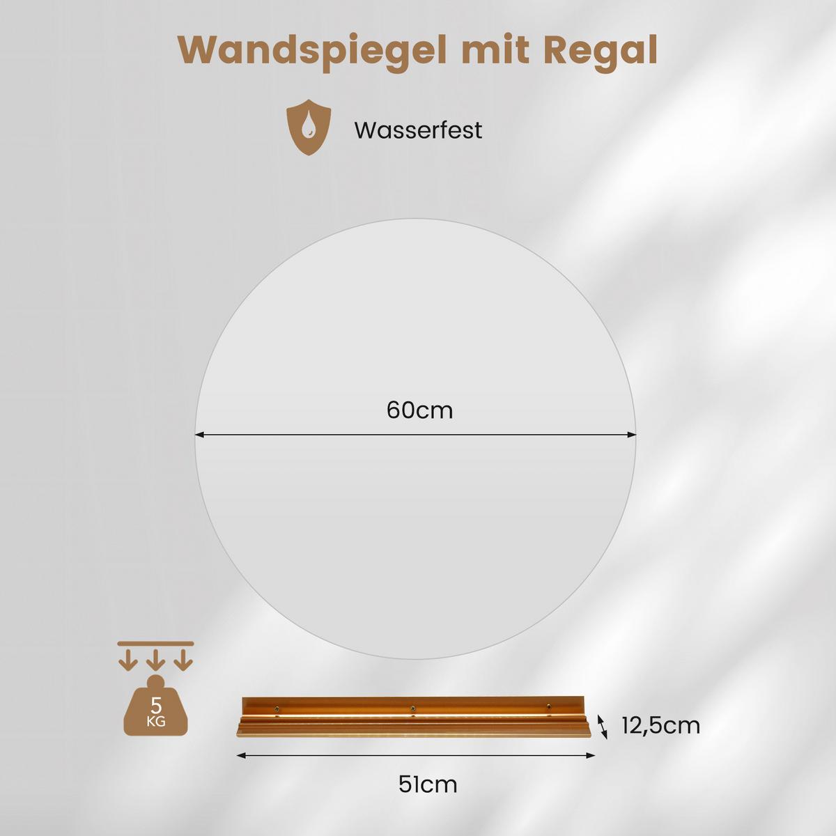 BADEZIMMERSPIEGEL Silber - Silberfarben, Glas (60/3/60cm) - COSTWAY