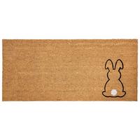 FUSSMATTE Naturfarben 55/120 cm Kaninchen Kokosfasern Lingayen - Naturfarben, Textil (55/120cm) - Beliani