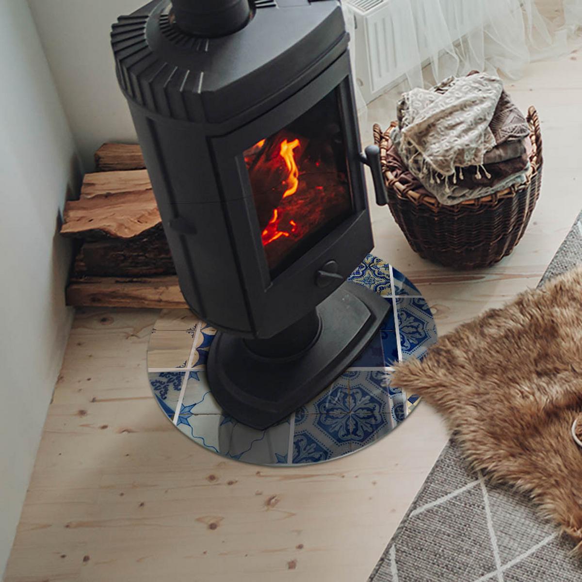GLASPLATTE für Kamin Ø 50 cm - Blau, Glas (50/50/0.4cm) - TULUP