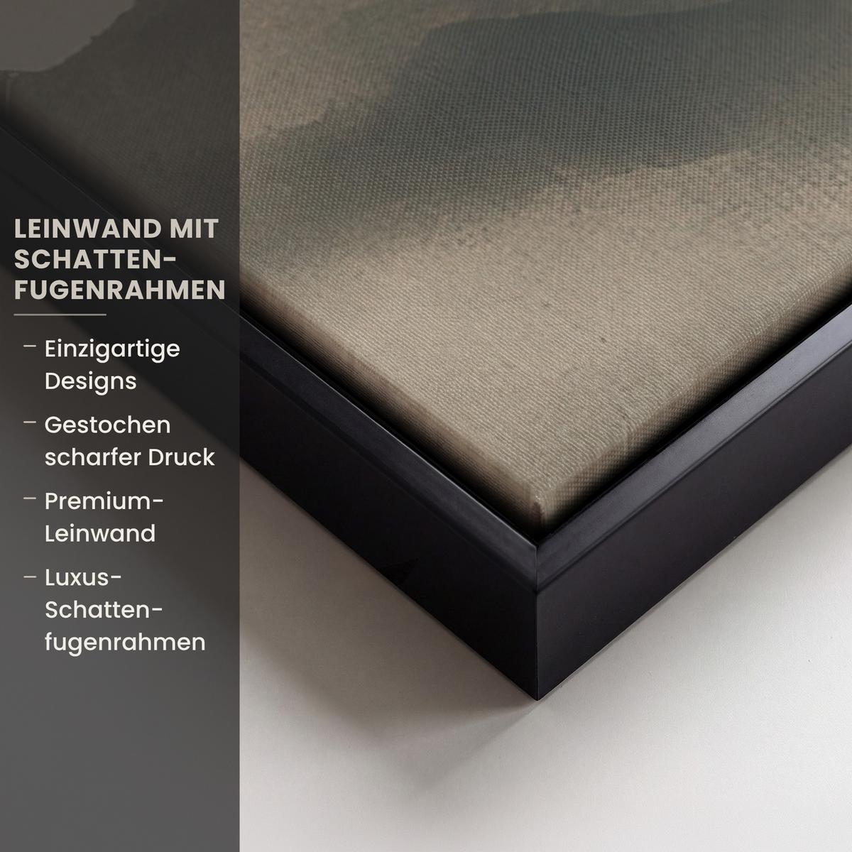 LEINWAND Bilder mit Rahmen - Landschaft - Japandi - Vogel - 90x90 - Beige, Textil (90/90cm) - MuchoWow