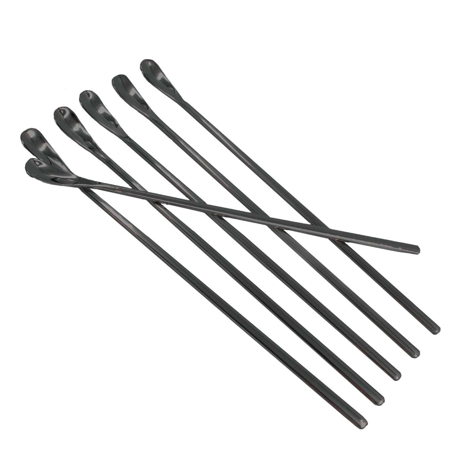LATTE MACCHIATO LÖFFEL 22 cm Länge (6er Set) - Schwarz, Metall - Intirilife