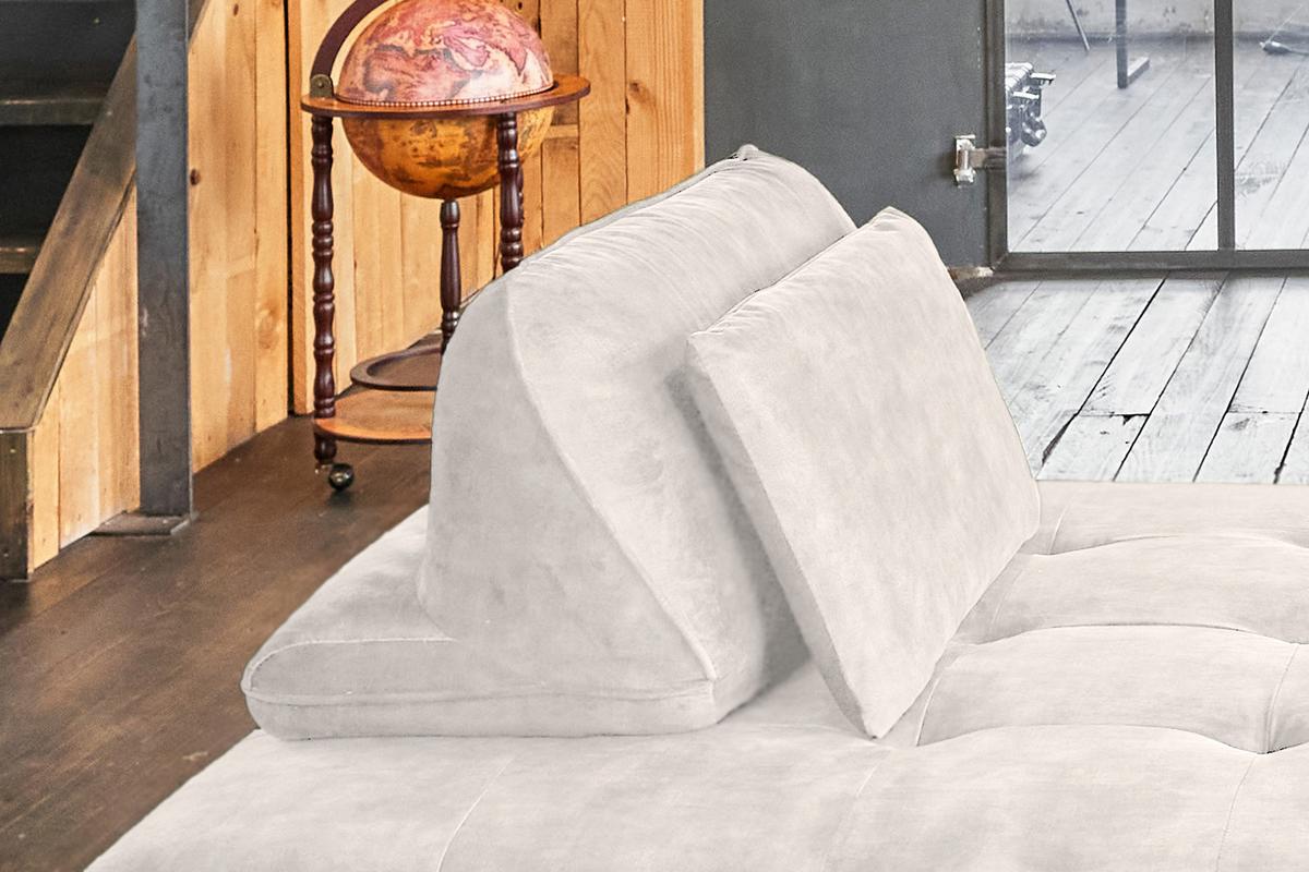SOFA MIT HOCKER WIOLO Cremeweiß Velvet - Silberfarben/Creme, Textil/Metall (240/80/110cm) - KAWOLA