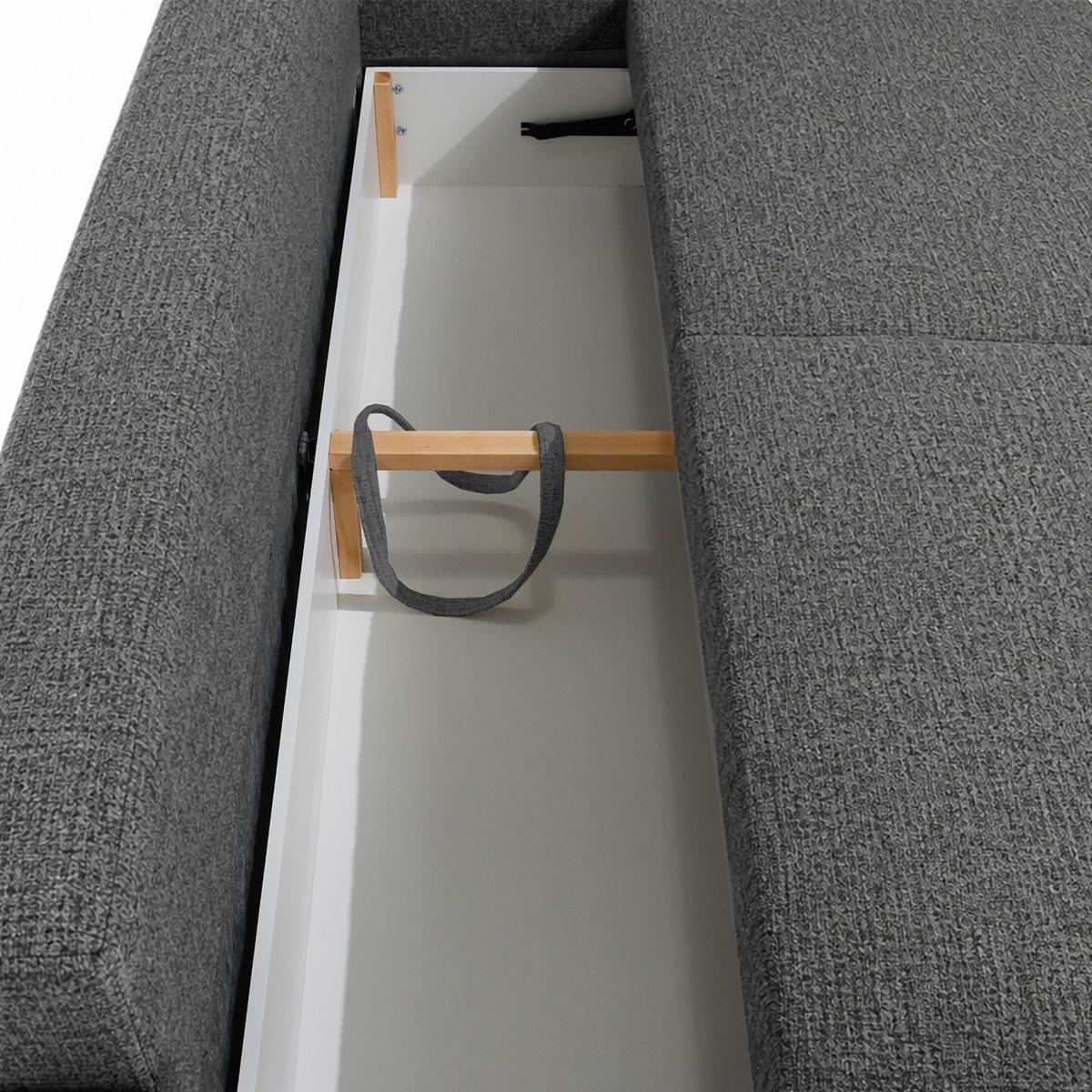 SCHLAFSOFA Vito 3-Sitzer mit Bettkasten, DL-System, Chenille-Stoff, Dunkelgrau - Dunkelgrau/Schwarz, Textil (256/90/99cm) - Beautysofa