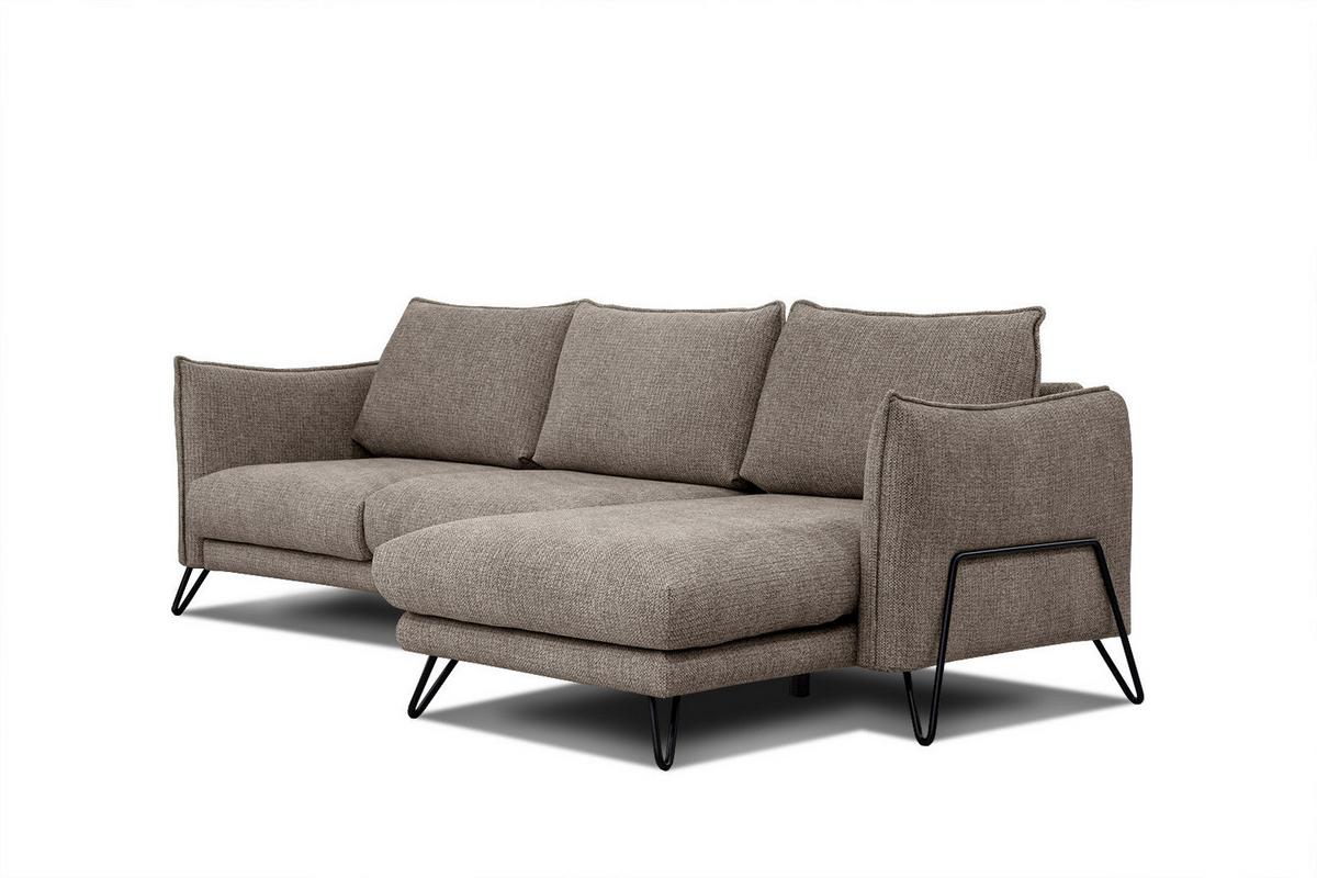 ECKSOFA HOSTEN 4-Sitzer, taupe - Taupe/Schwarz, Holzwerkstoff/Textil (269/158cm) - Wozimo