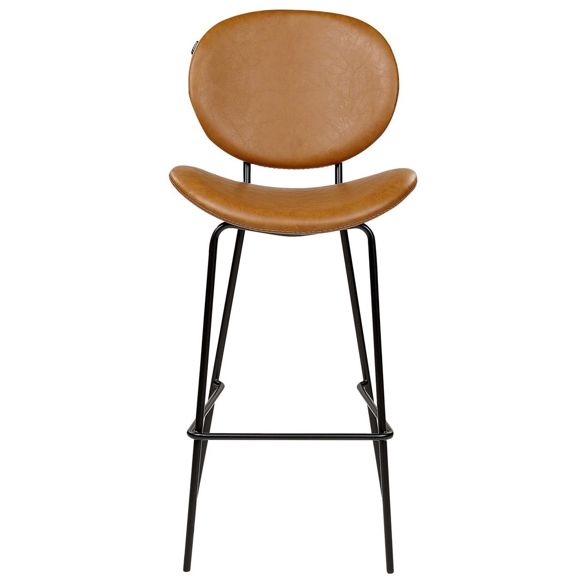 BARSTUHL 2er-Set Kunstleder goldbraun/schwarz Luana - Schwarz/Braun, Kunststoff (52/116/48cm) - Beliani