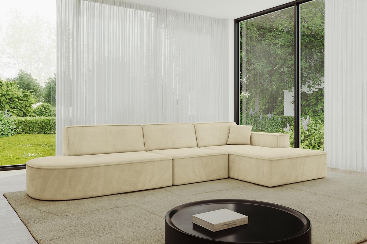 ECKSOFA Ottomane Rechts IREA-L2-v4 - 327x165x77 cm Beige - Taupe, Holzwerkstoff/Textil (327/165cm) - ALTDECOR