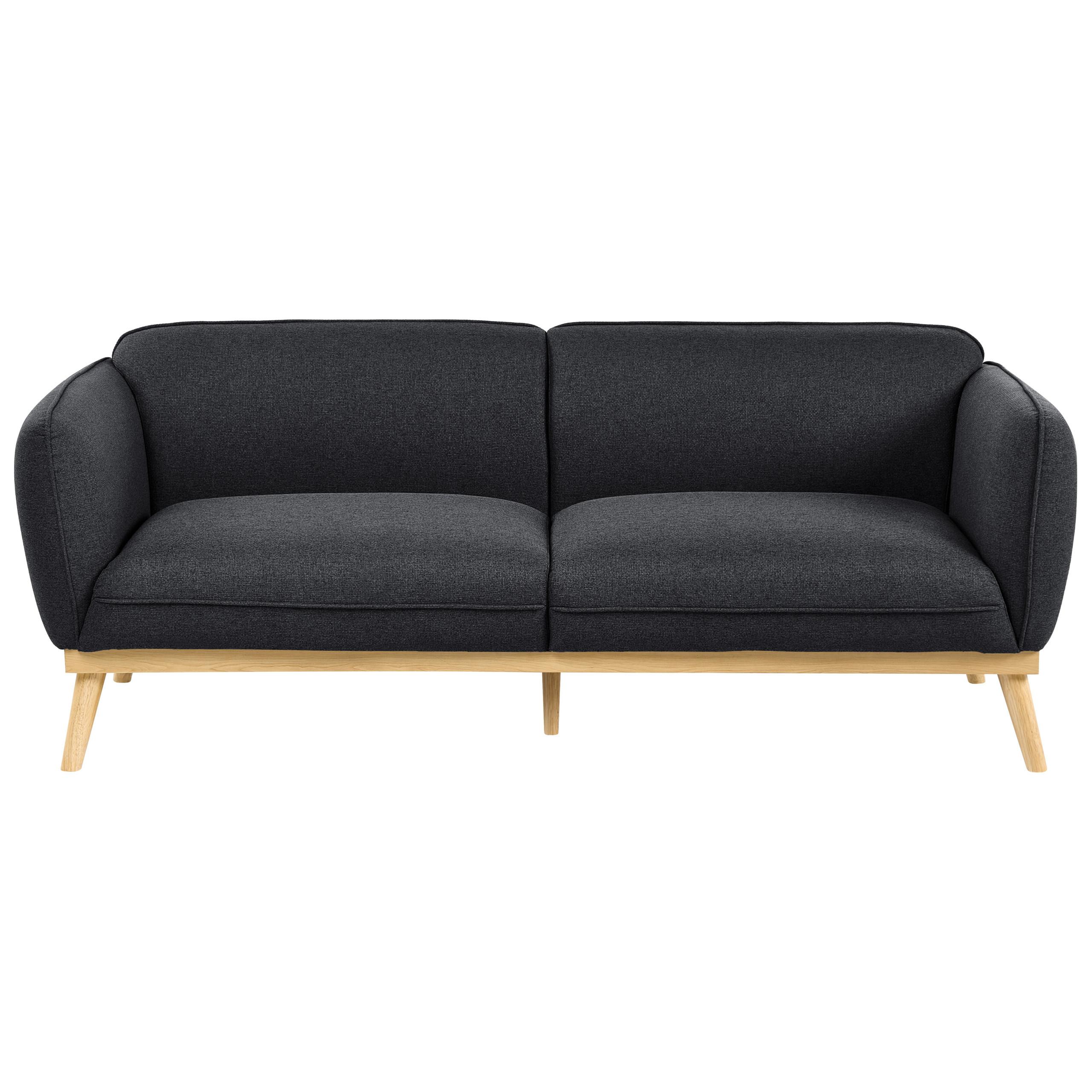 3-SITZER-SOFA Stoff Schwarz Ljung - Hellbraun, Textil (210/82/82cm) - Beliani