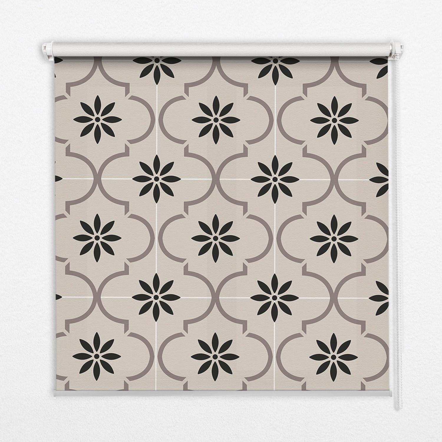 INNENROLLO - Fensterrollo - Rollo - 120x140 cm - Marokkanische blumenförmige Fliese - Grau, Kunststoff (120/140/0.5cm) - TULUP