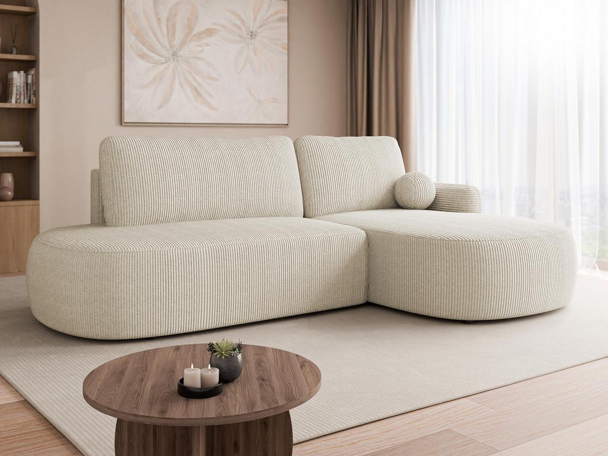 ECKSOFA Loridu O Cord, Seite: Rechts - Schwarz/Naturfarben, Holz/Kunststoff (274/174cm) - MIRJAN24
