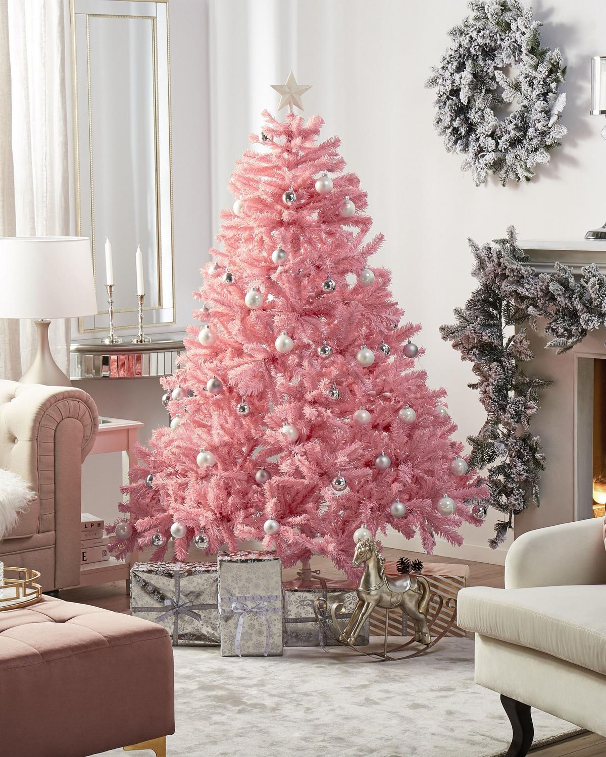 WEIHNACHTSBAUM 210 cm Rosa Farnham - Rosa, Kunststoff (210cm) - Beliani