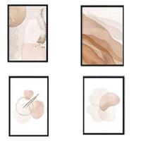 POSTER Set mit 4 Blätter und abstrakten Formen mit braunen Tönen A4 Rahmenlos - Klar, Papier (29.7/3cm) - Nacnic