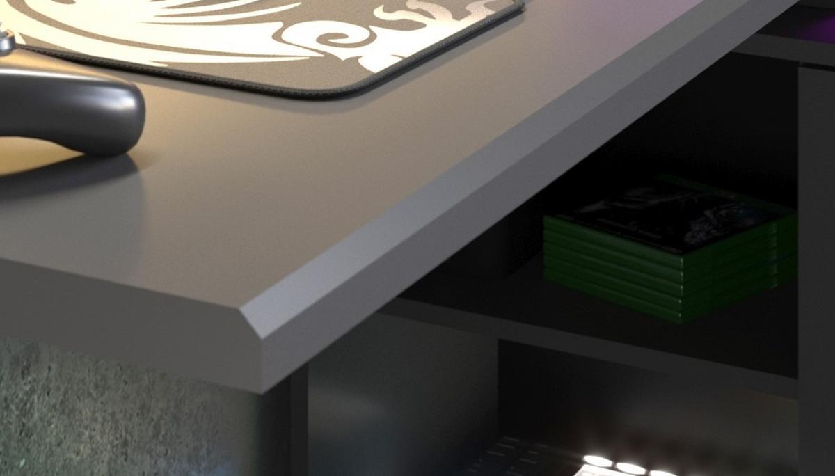 GAMINGTISCH schwarz, grau 229 cm, Gamer Winkelschreibtisch inkl. LED mit Farbwechsel - Schwarz/Grau, Holzwerkstoff/Kunststoff (60/229/95cm) - Parisot Meuble