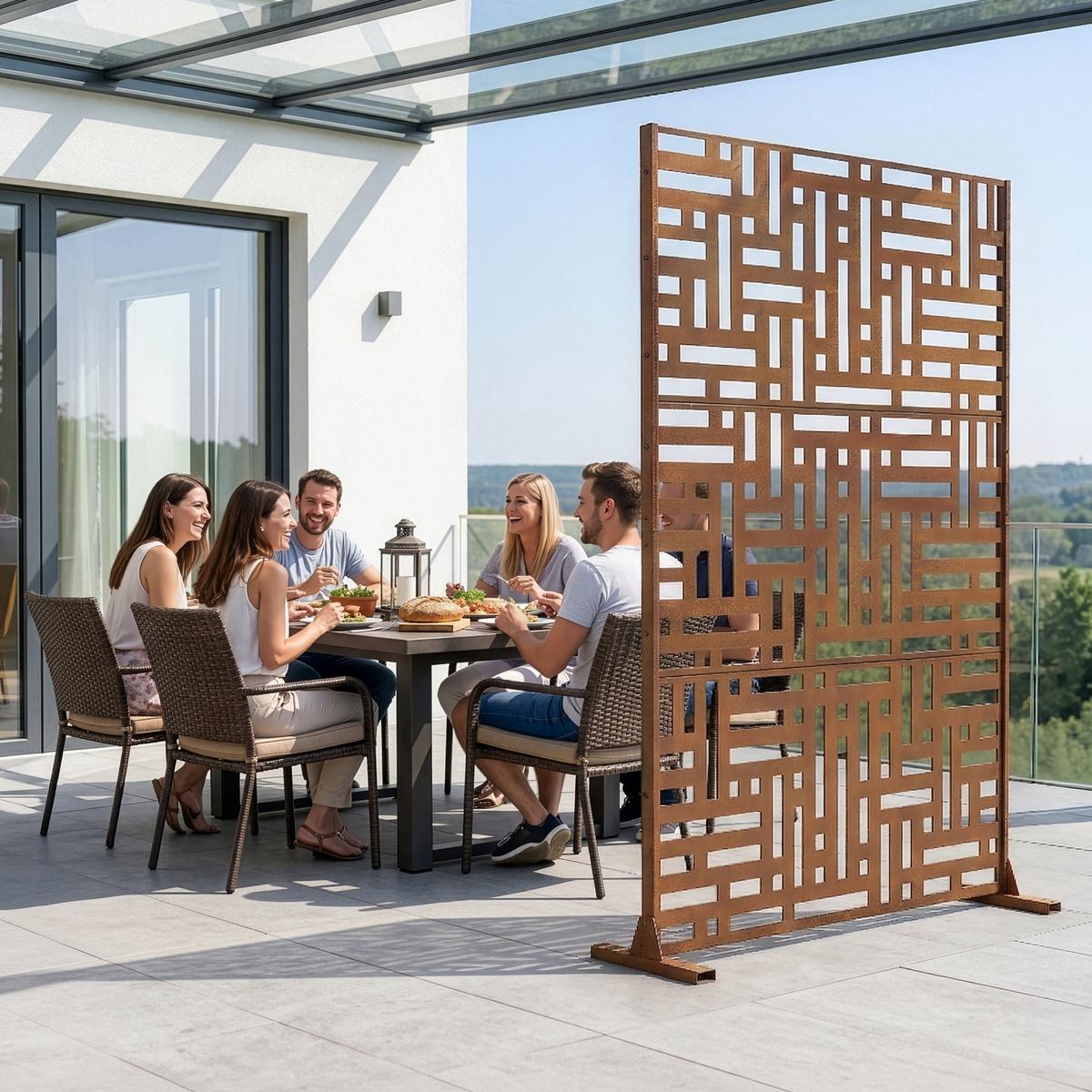 TRENNWAND Bernalda - Rostfarben, Metall (120/180cm) - casa.pro