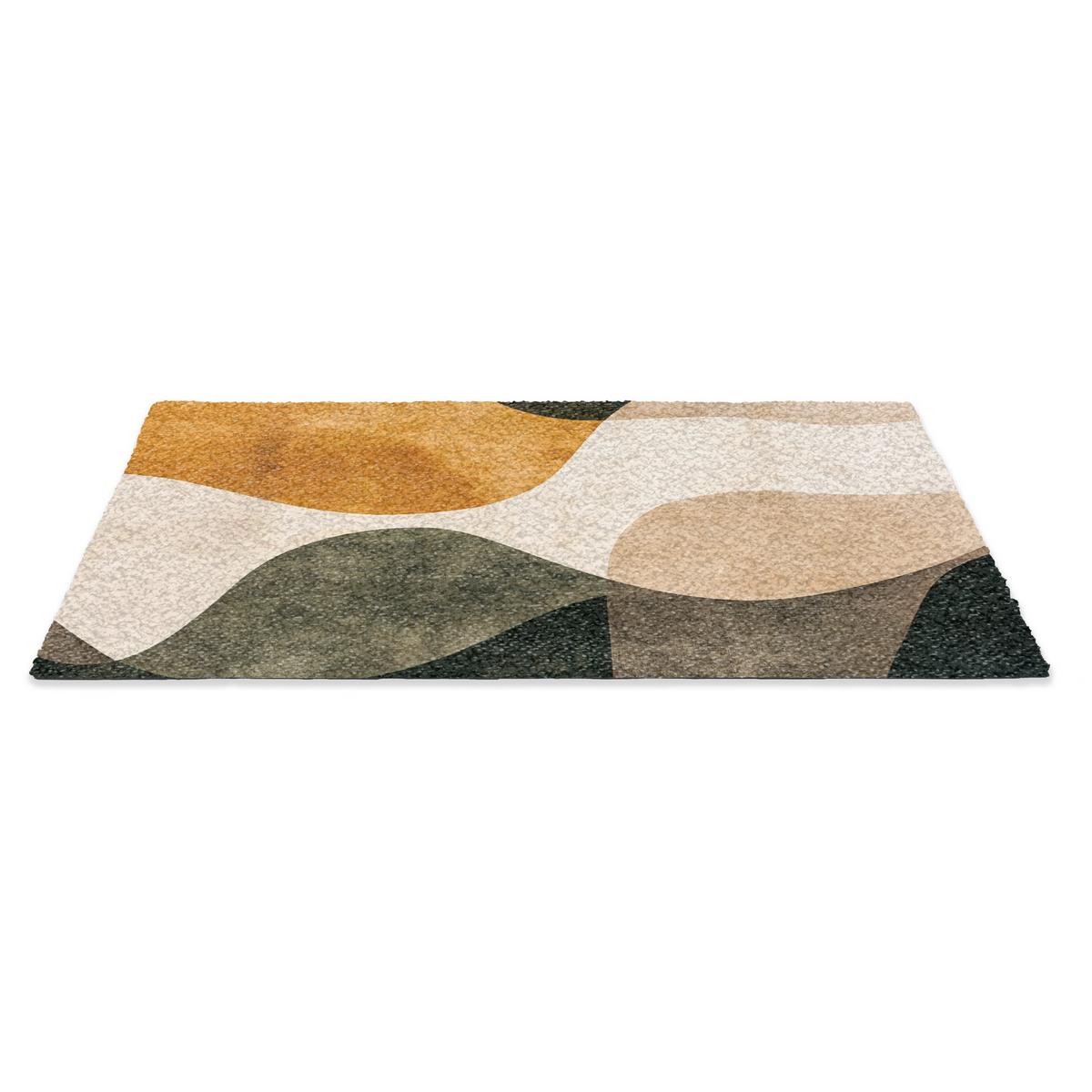 FUSSMATTE Formen - Ockergelb - Abstrakt Flurteppich 60x40 cm - Multicolor, Kunststoff (60/0.4cm) - MuchoWow