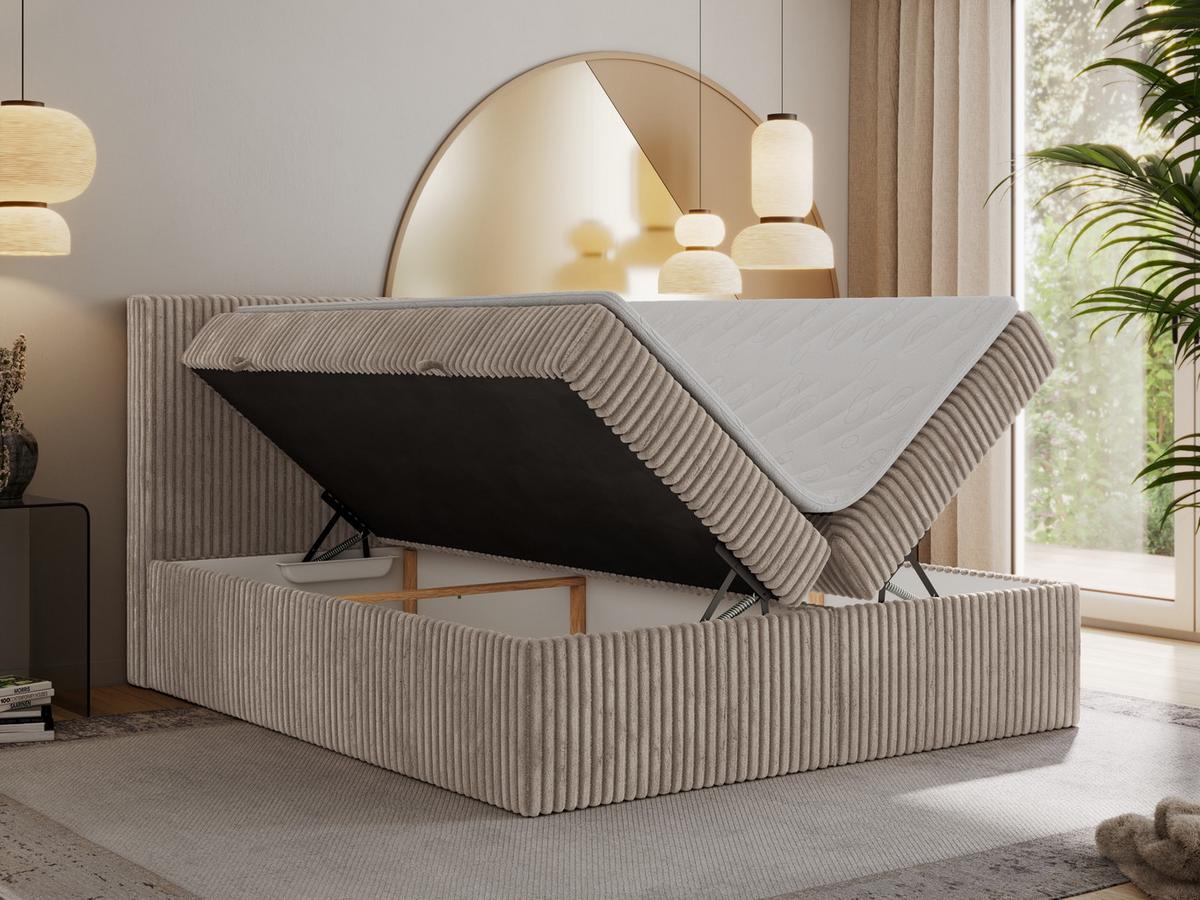 BOXBETT TILIANO 200/200 - Hellbraun Cord - H3 - Hellbraun, Textil (200/200cm) - MKS