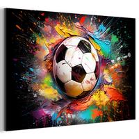 METALLBILD Fußball - Farbe - Farben - Schwarz - Weiß 30x20 cm - Weiß, Metall (30/20cm) - MuchoWow