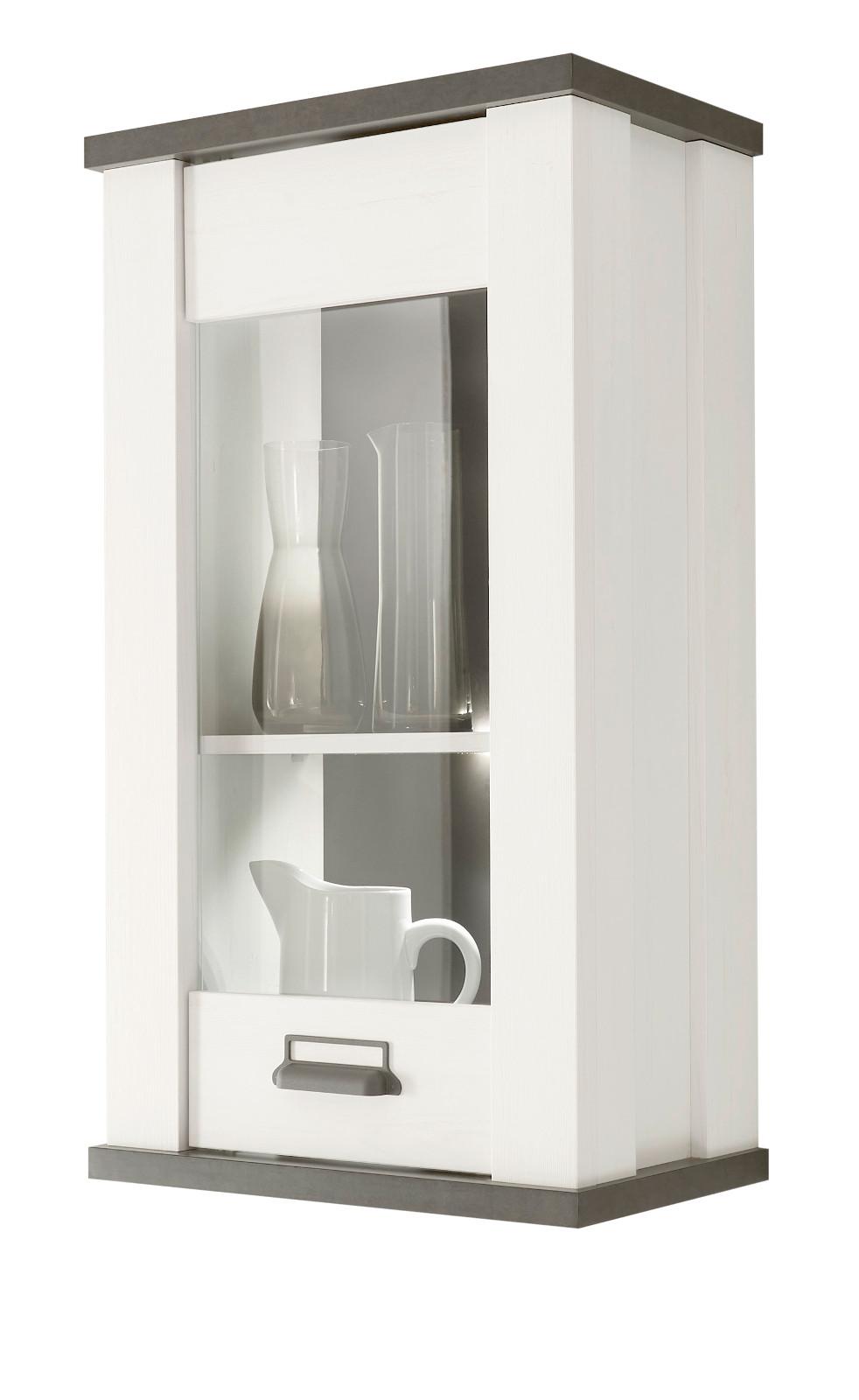 KÜCHE-HÄNGESCHRANK weiß Pinie, anthrazit Landhaus, Küchenschrank hängend mit Soft-Close - Anthrazit/Schwarz, Glas/Holzwerkstoff (50/90/31cm) - Furn.Design