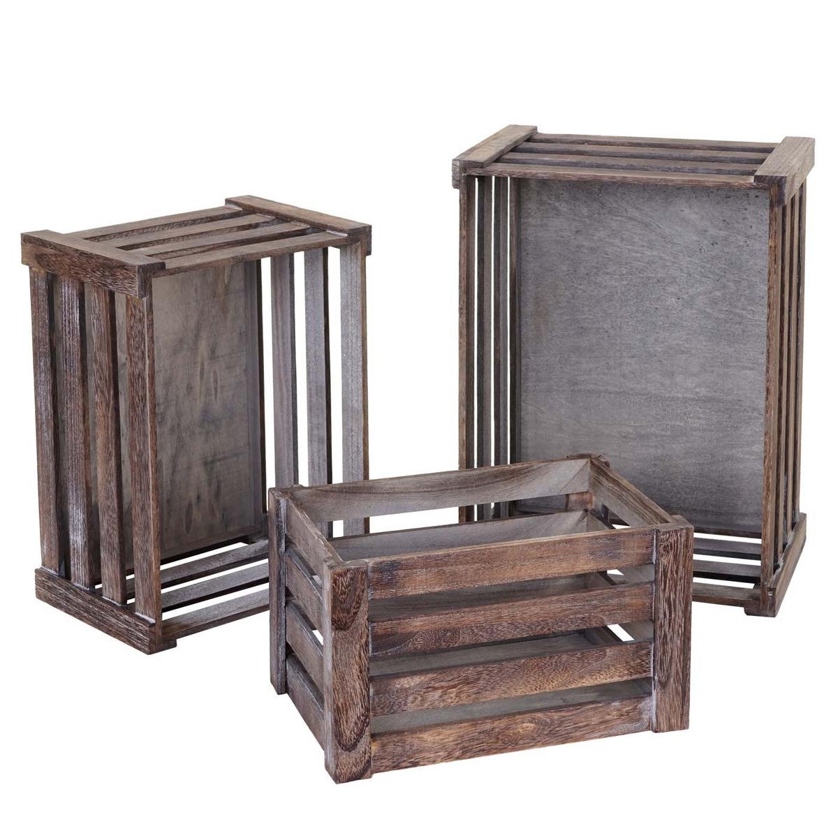 HOLZKISTE 3ER-SET Dunkelbraun 3er-Set-Set - Dunkelbraun, Holz (30/41/21cm) - MCW