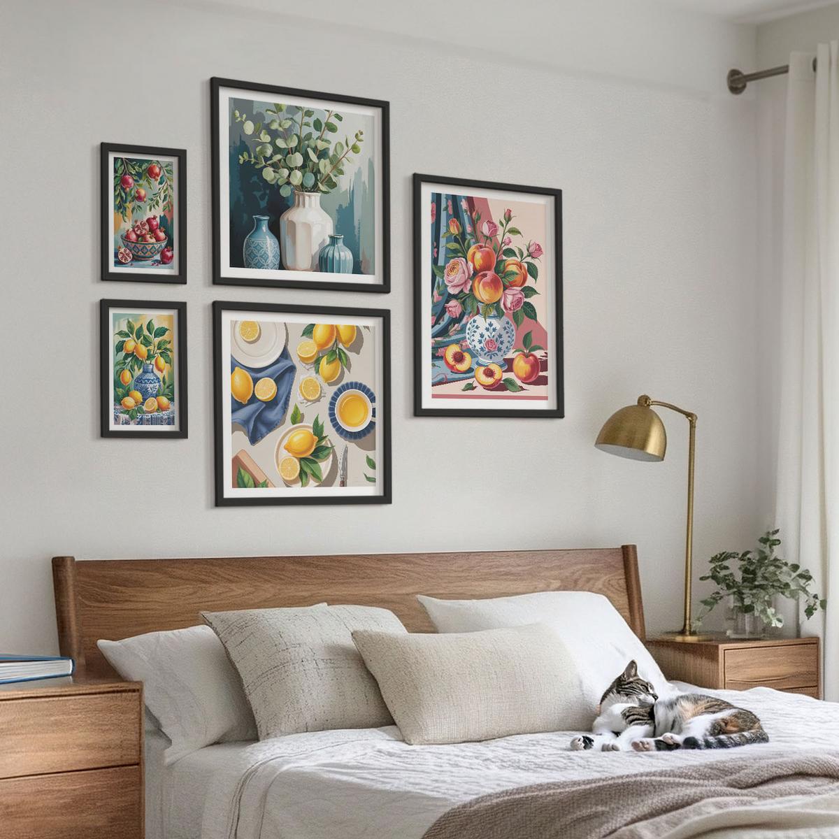 BILDER SET 5er Set - 50x50 cm & 20x30 cm & 40x60 cm Schwarzer Rahmen - Matisses stilvolle Figuren - Schwarz, Kunststoff (40/60cm) - TULUP