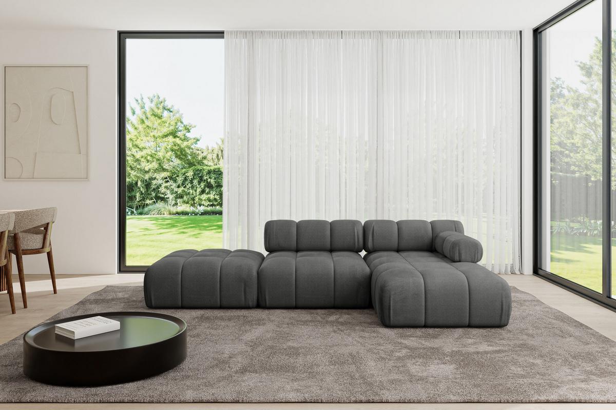 ECKSOFA modulares Sofa Lizur-L1 - 285x160x70 cm Dunkelgrau Velours - Dunkelgrau, Holzwerkstoff/Textil (285/160cm) - ALTDECOR