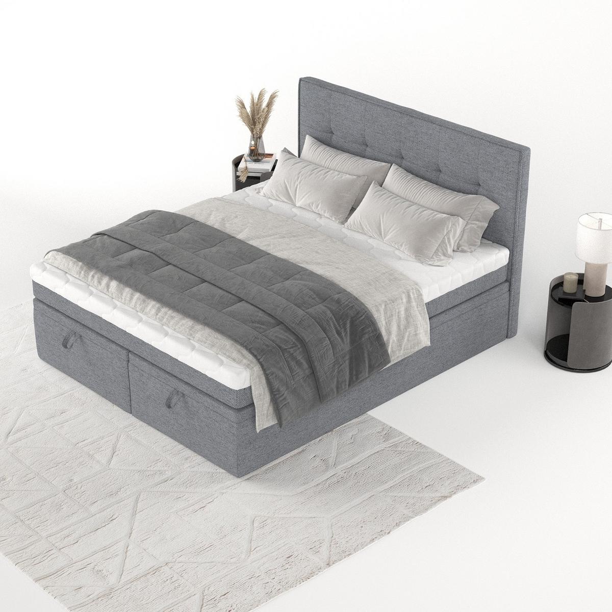 BOXBETT Arivo 160/200 cm Grau im Neve Stoff - Schwarz/Grau, Holz/Holzwerkstoff (160/200cm) - AltaBeds