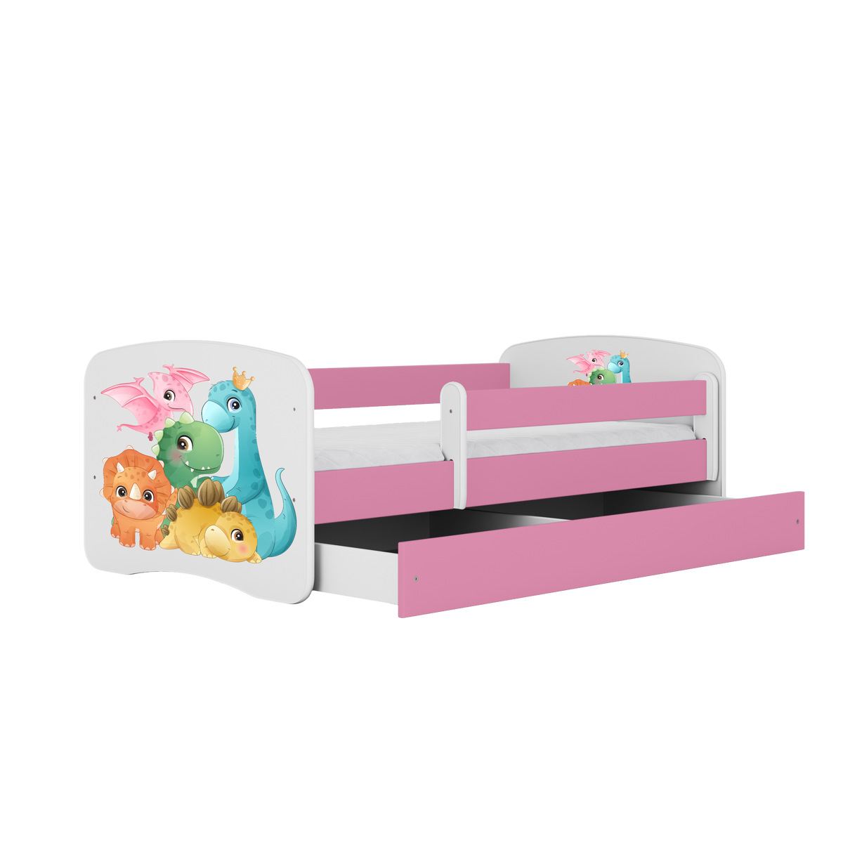 KINDERBETT Dino mit Schublade und Matratze 140/70 - Rosa, Holzwerkstoff (70/140cm) - RAUMHIRSCH FURNITURE