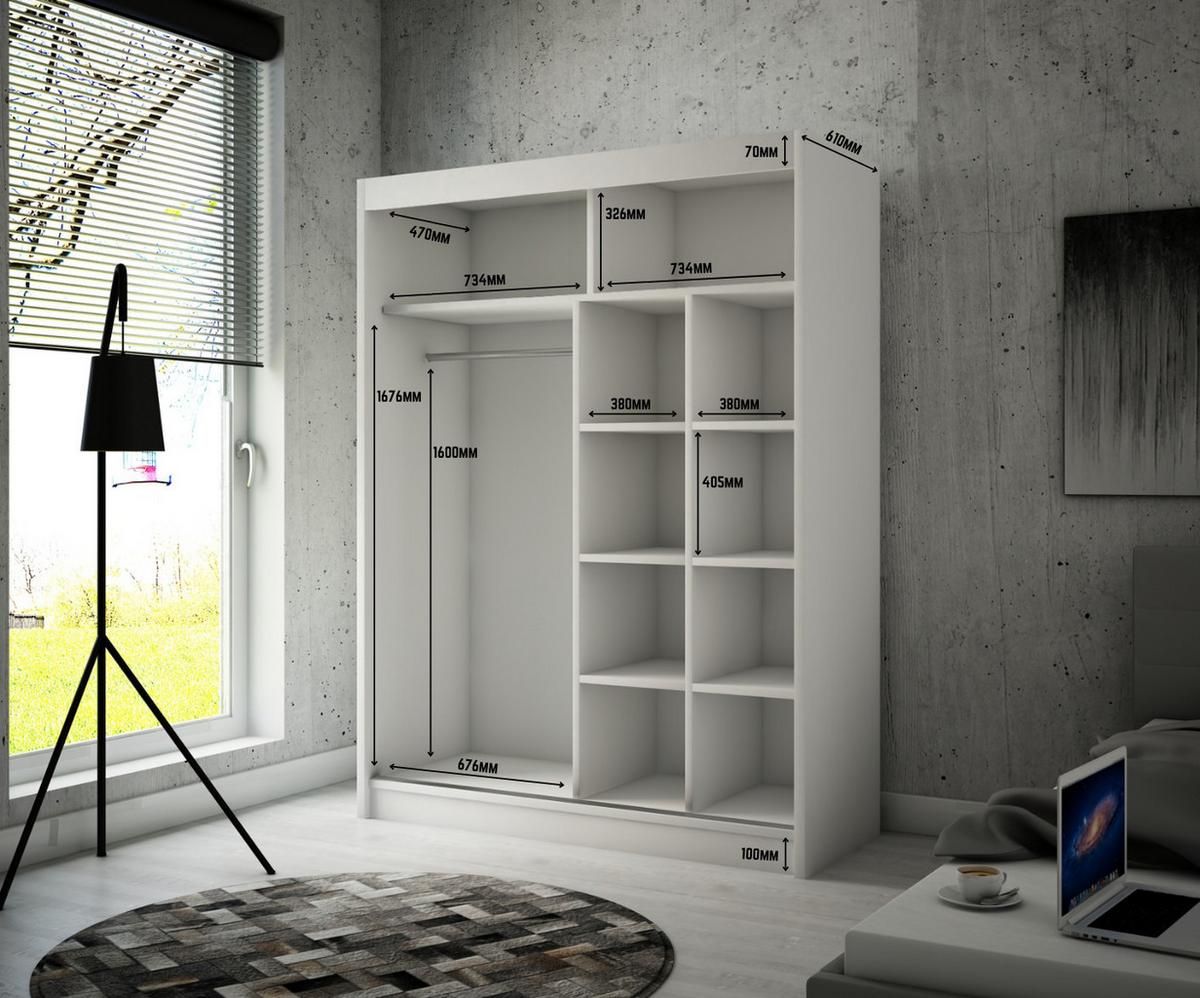KLEIDERSCHRANK BEROG mit LED - 150 cm - Schwarz - Schwarz, Holzwerkstoff (150/215/61cm) - ALTDECOR