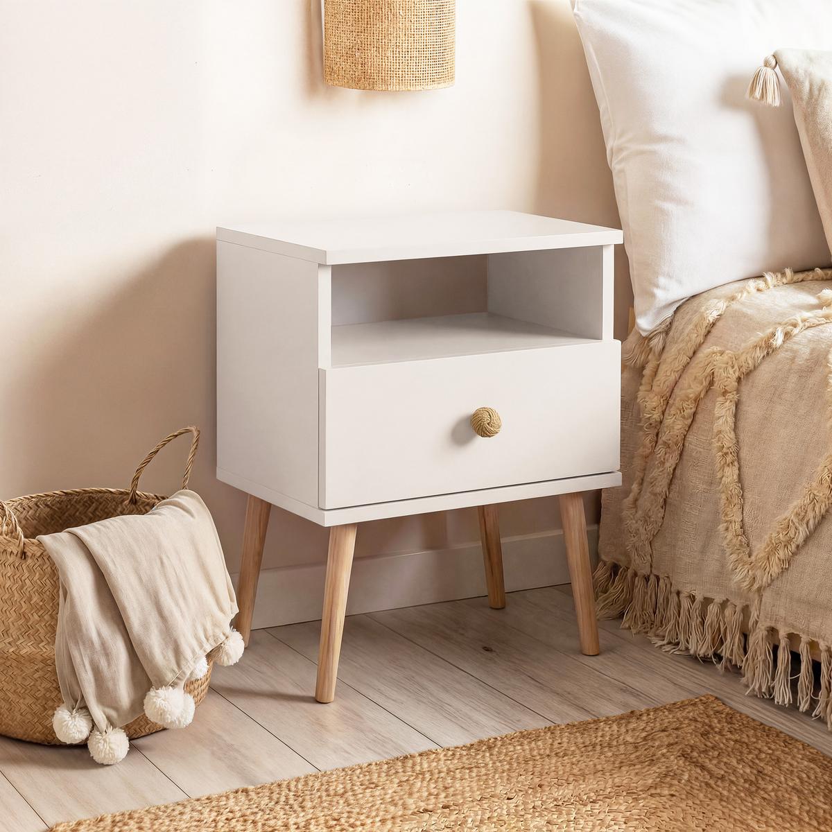 NACHTSCHRANK VALERIO 44/31/56 cm Weiß - Weiß, Naturmaterialien/Holzwerkstoff (44/55.5/31cm) - Idohome