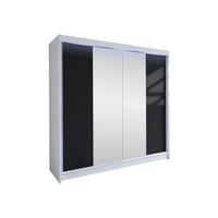 SCHWEBETÜRENSCHRANK Talin II, mit RGB LED Beleuchtung - Silberfarben/Multicolor, Holzwerkstoff/Metall (180/215/58cm) - MIRJAN24