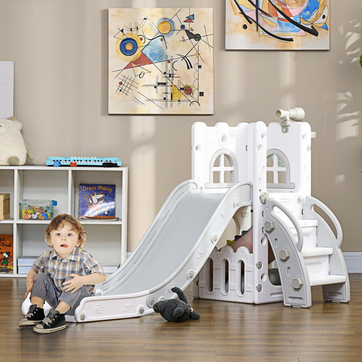KINDERRUTSCHE Kunststoff Grau - Grau, Kunststoff (70/92/177cm) - AIYAPLAY