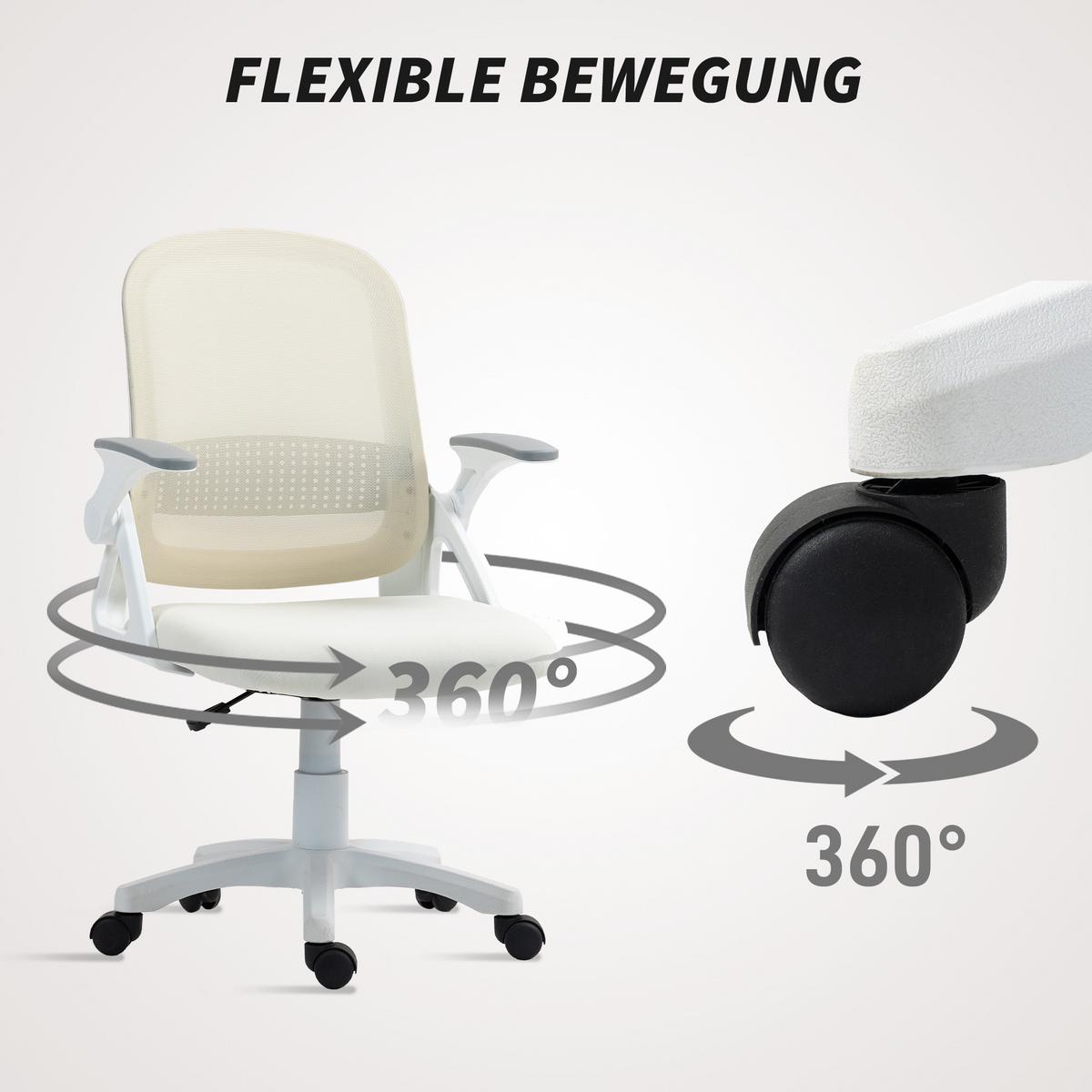BÜROSTUHL höhenverstellbar aus Mesh Weiß - Weiß, Kunststoff/Textil (57.5/101/60cm) - HOMCOM