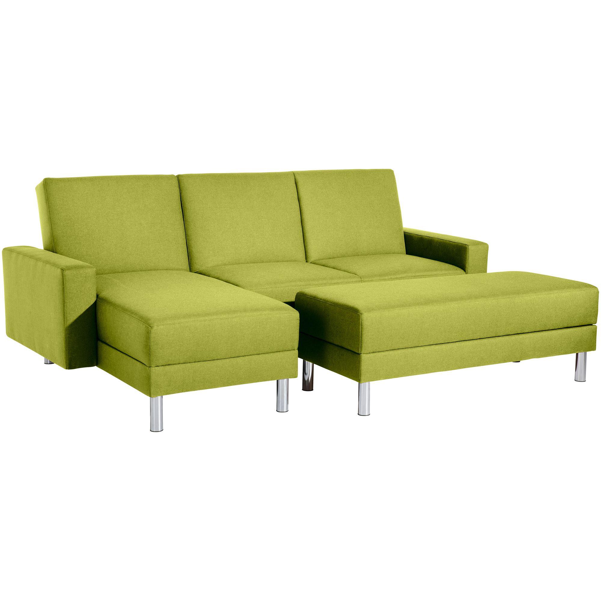 FUNKTIONSSOFA mit Hocker Katryna Flachgewebe apfel - Apfelbaumfarben, Kunststoff (144/92/230cm) - 58aufmkessel