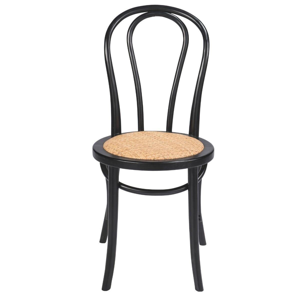 ESSZIMMERSTÜHLE HARTHOLZ schwarze oberfläche rattan 2er set 55/88/55 cm - Schwarz, Holz (55/88/48cm) - Signature