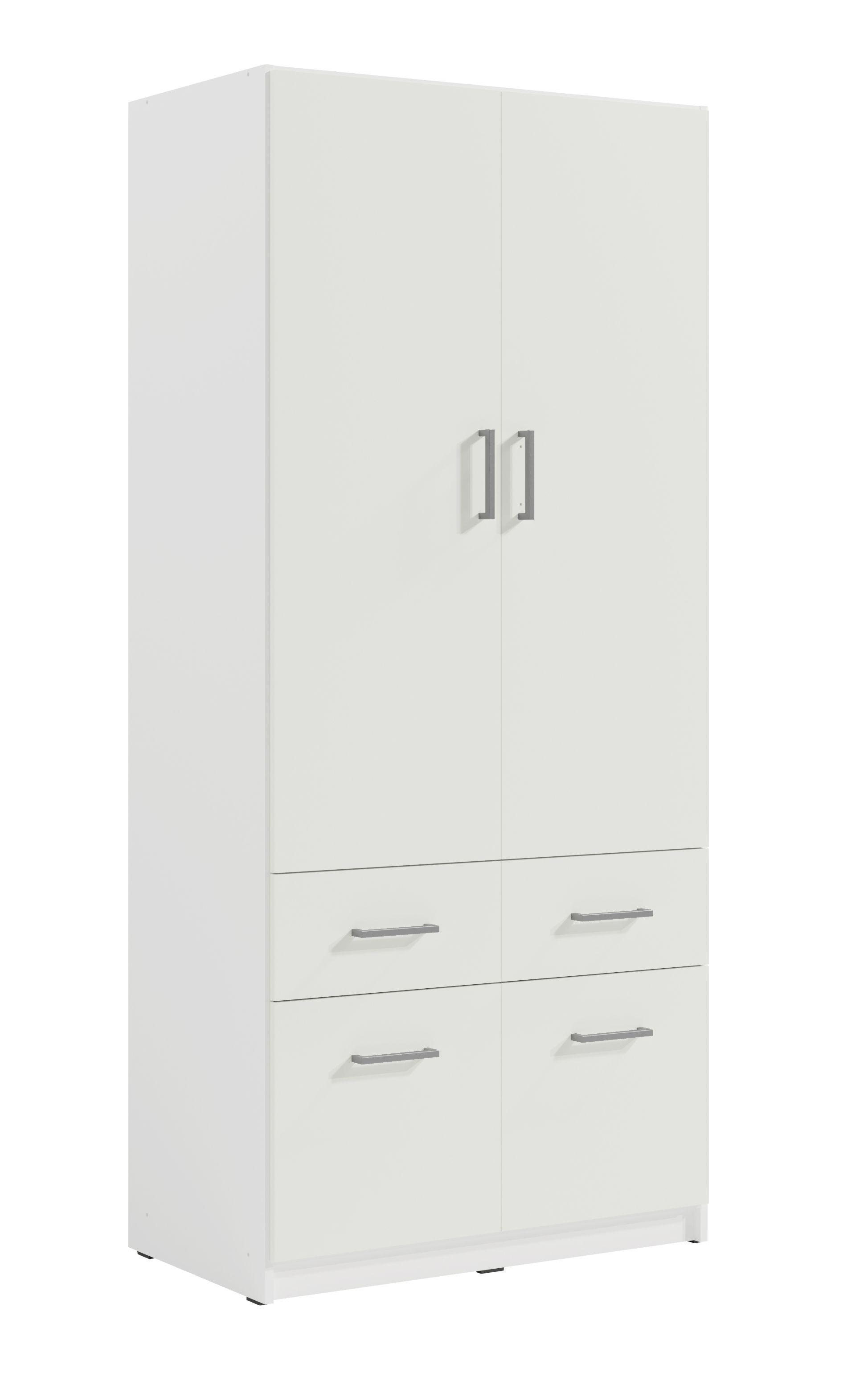 DREHTÜRENSCHRANK RYGEN 90,9/197,5/53,3cm 2-türig Weiß - Weiß, Holzwerkstoff (90.9/197.5/53.3cm) - MASSENO