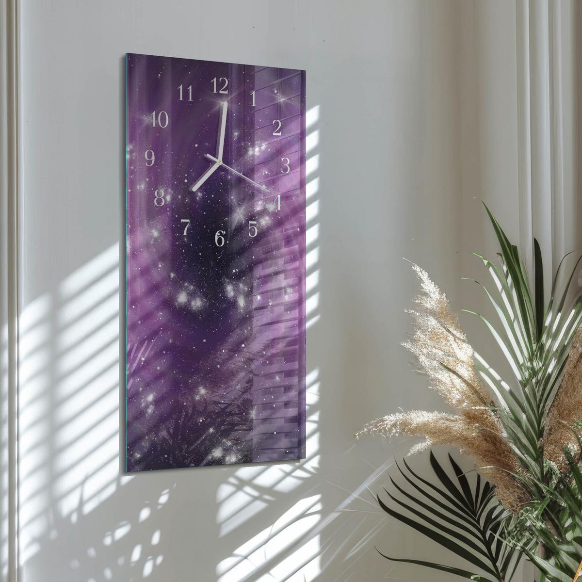 WANDUHR aus Glas 30x60 cm - Abstraktion - Lila, Glas (30/60/0.4cm) - TULUP