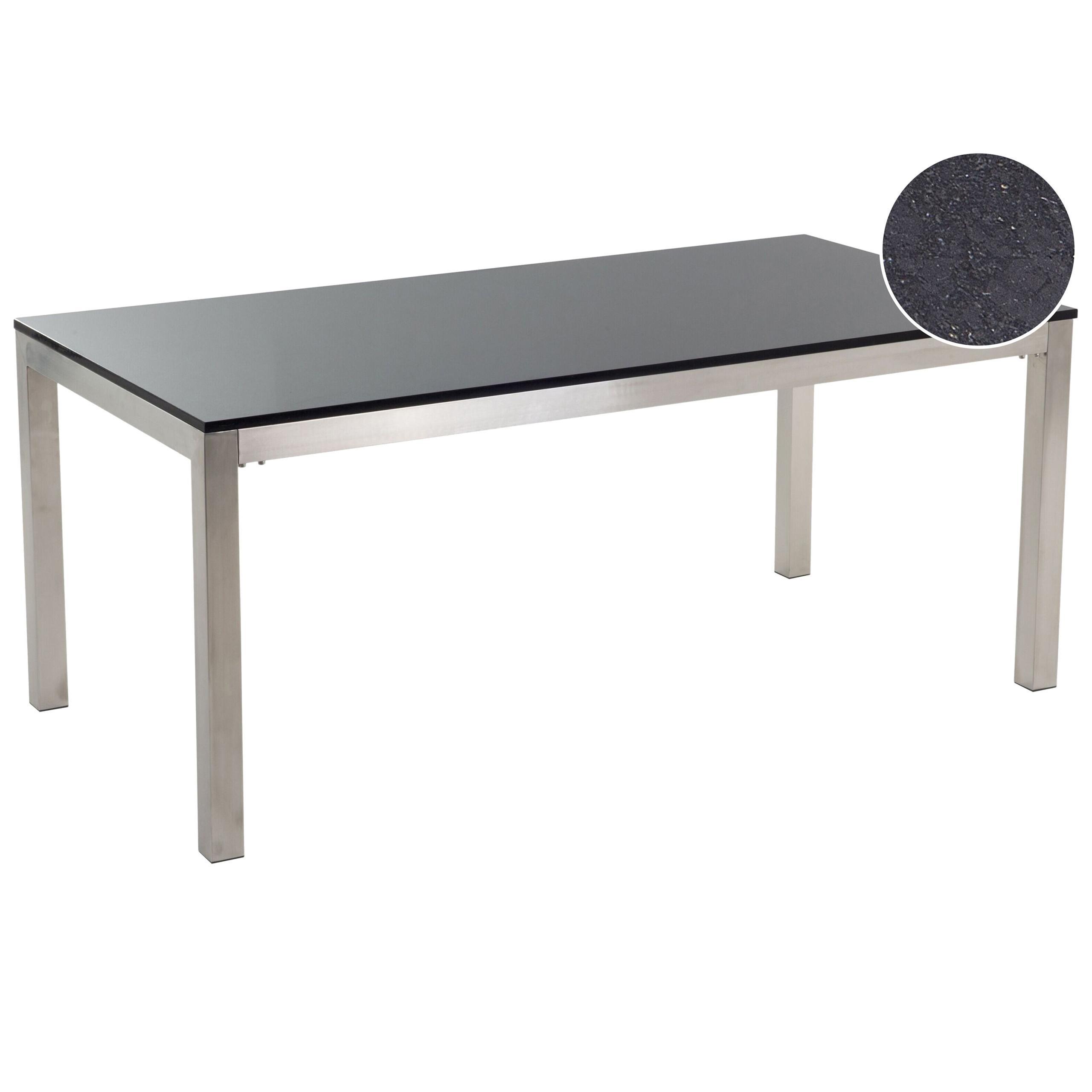 KONFERENZTISCH 90/180 cm Granit Schwarz Grosseto - Schwarz, Stein (180/90/76cm) - Beliani