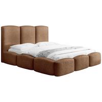 POLSTERBETT Harmony mit Bettkasten, Braun Boucle 180x200 cm - Beige/Birkefarben, Holzwerkstoff/Kunststoff (180/200cm) - WFL GROUP