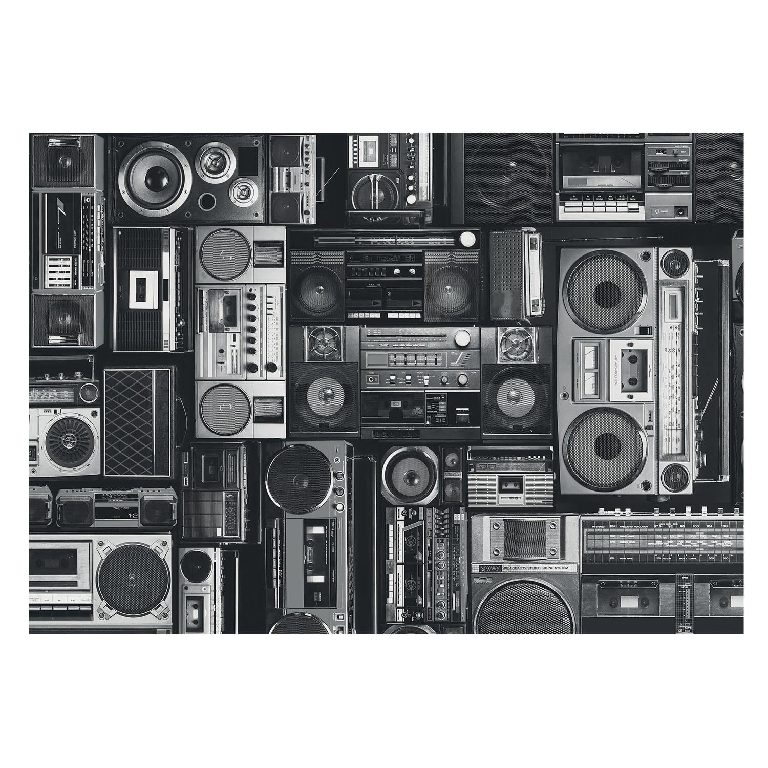FOTOTAPETE 208x146 cm - Retro-Radio - Schwarz, Textil (208/146cm) - Wallfluent