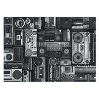 FOTOTAPETE 208x146 cm - Retro-Radio - Schwarz, Textil (208/146cm) - Wallfluent