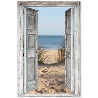 GARTENPOSTER Düne - Strand - Aussicht - Sommer Outdoor Bilder 80x120 cm - Hellgrau, Kunststoff (80/120/0.2cm) - OnlyWow