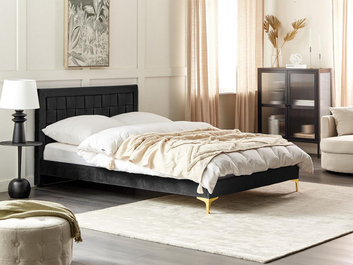DOPPELBETT 140/200cm Schwarz Limoux - Schwarz, Textil (140/200cm) - Beliani