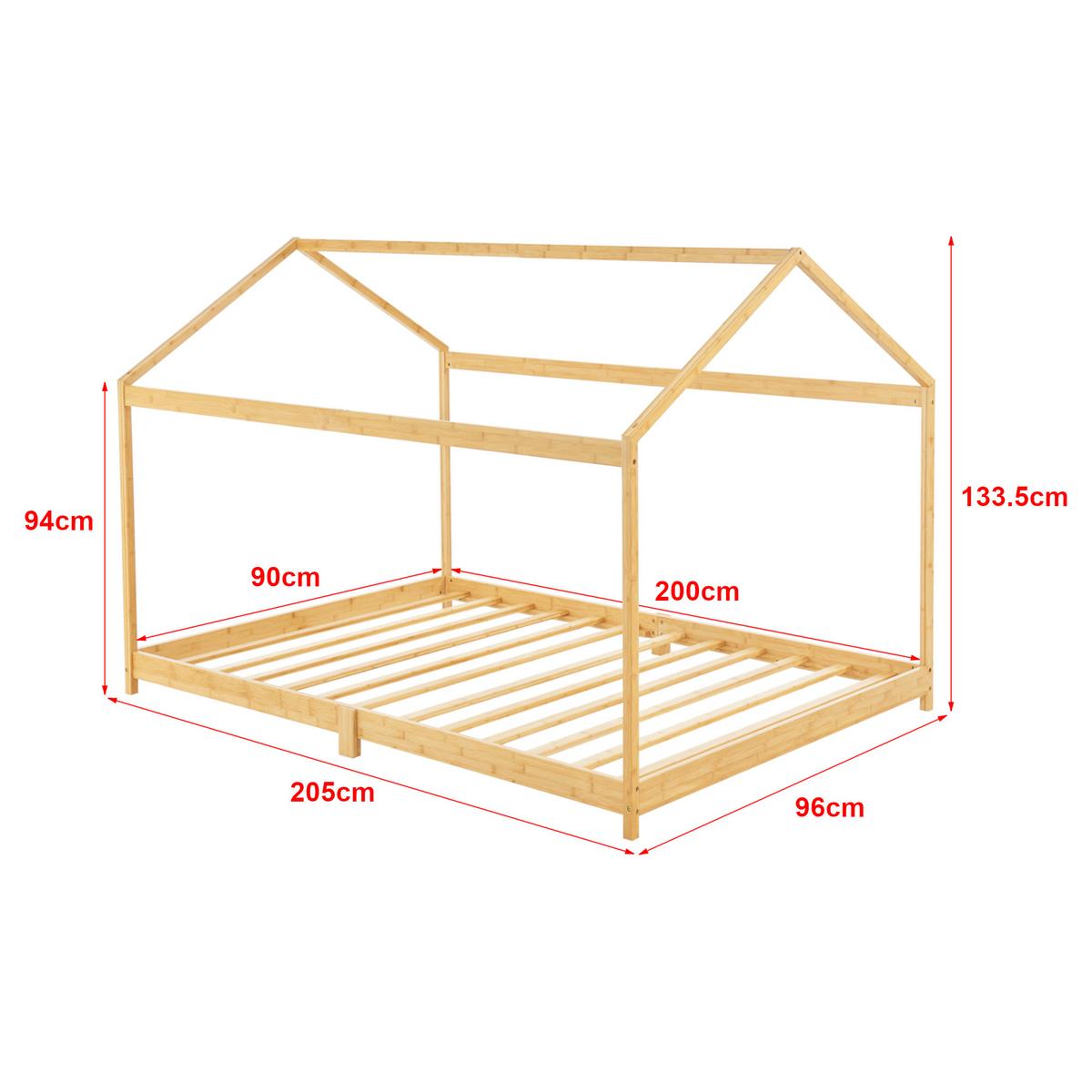 HAUSBETT Vindafjord - Naturfarben, Holz (90/200cm) - [en.casa]